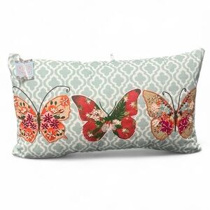 NWT Butterfly Beaded & embroidered lumbar style pillow